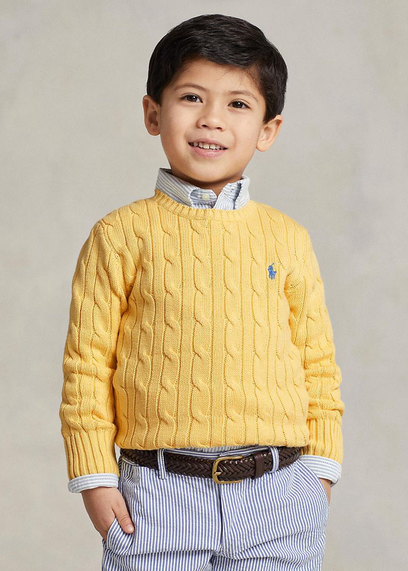 Sueter Ralph Lauren Niño 1.5-6 Años Cable-Knit Cotton Jumper Chile Amarillo JPTZU-9617